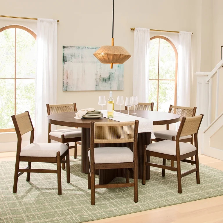 Better Homes & Gardens Lillian Fluted Round Expandable Dining Table, Walnut Finish | Walmart (US)