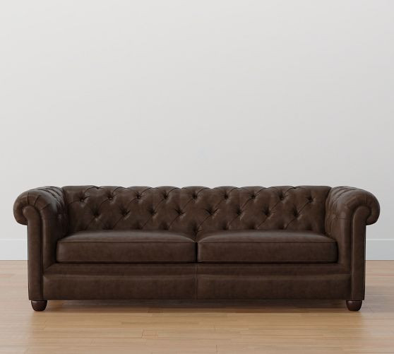 Chesterfield Roll Arm Leather Sofa (65"–96") | Pottery Barn (US)