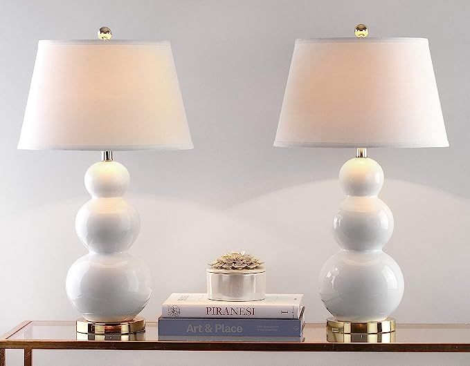 Safavieh Lighting Collection Pamela White Triple Gourd Ceramic 27-inch Bedroom Living Room Home O... | Amazon (US)