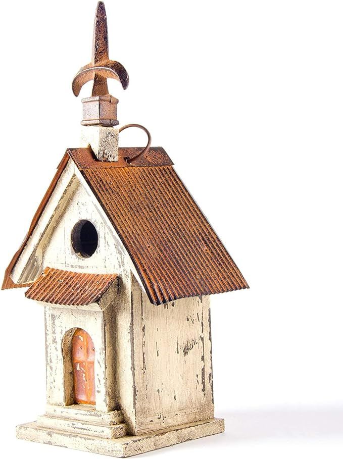 Glitzhome 13.25" H Wooden Bird House Hanging Church Birdhouse for Outside | Amazon (US)