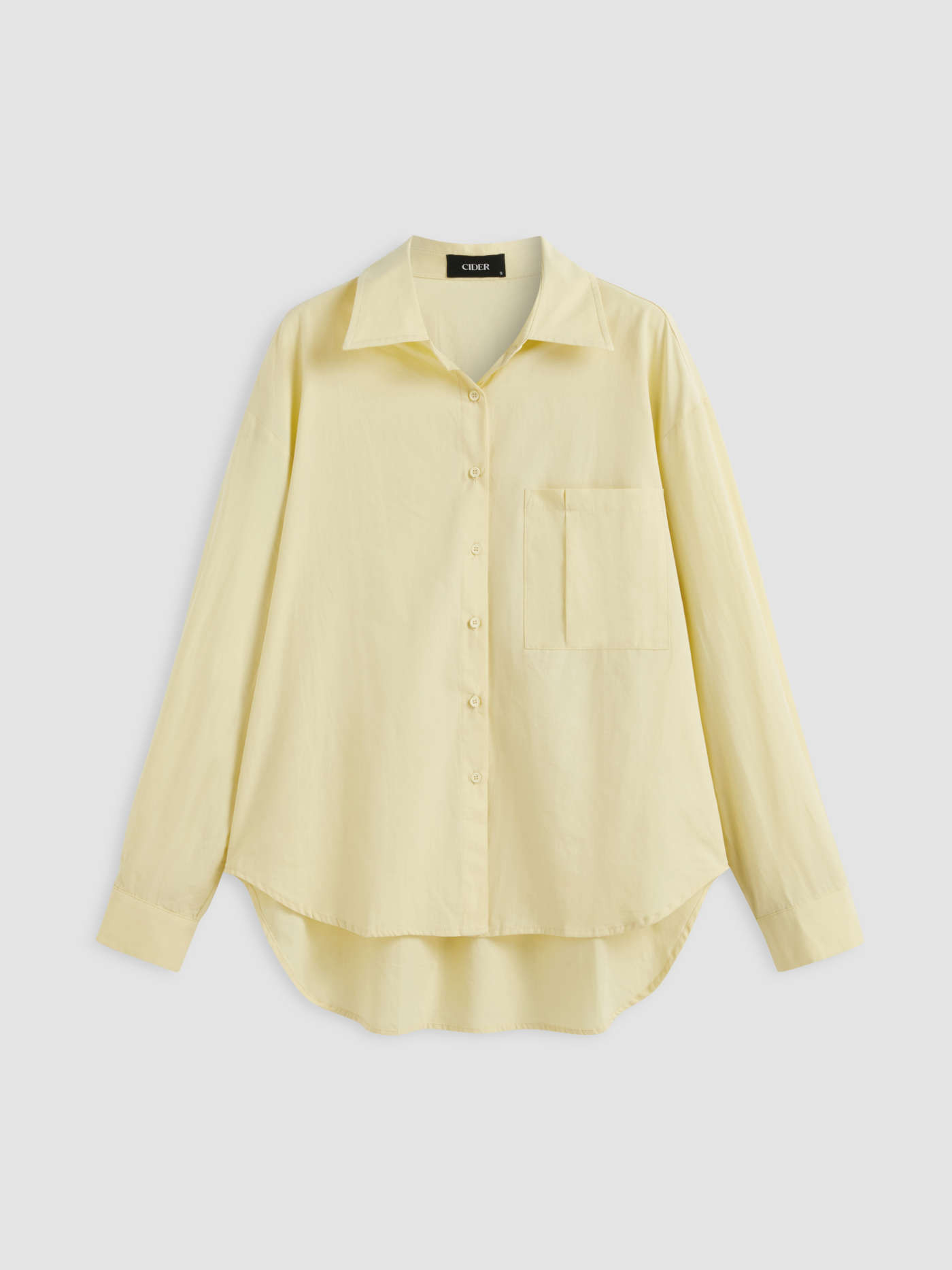 100% Cotton Collar Solid Long Sleeve Shirt | Cider