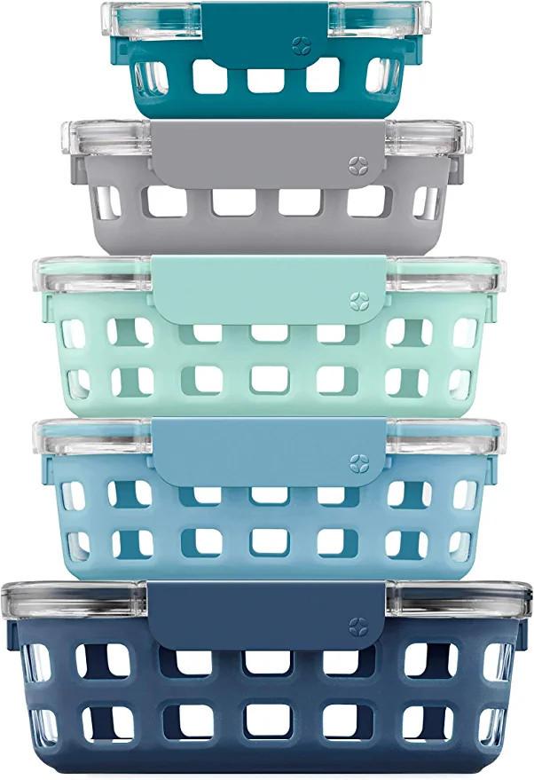 Ello Duraglass Glass Food Storage Mixed Set - Glass Food Storage Bowls with Silicone Sleeve and A... | Amazon (US)