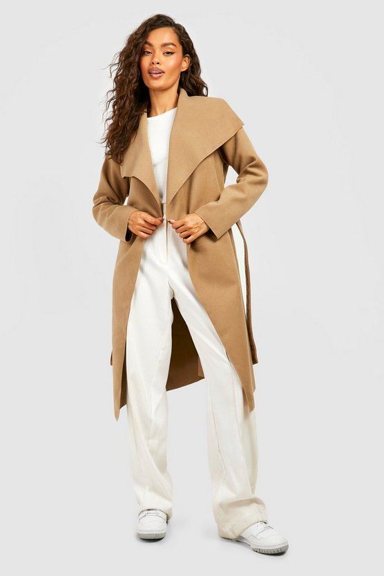 Belted Shawl Collar Coat | Boohoo.com (US & CA)