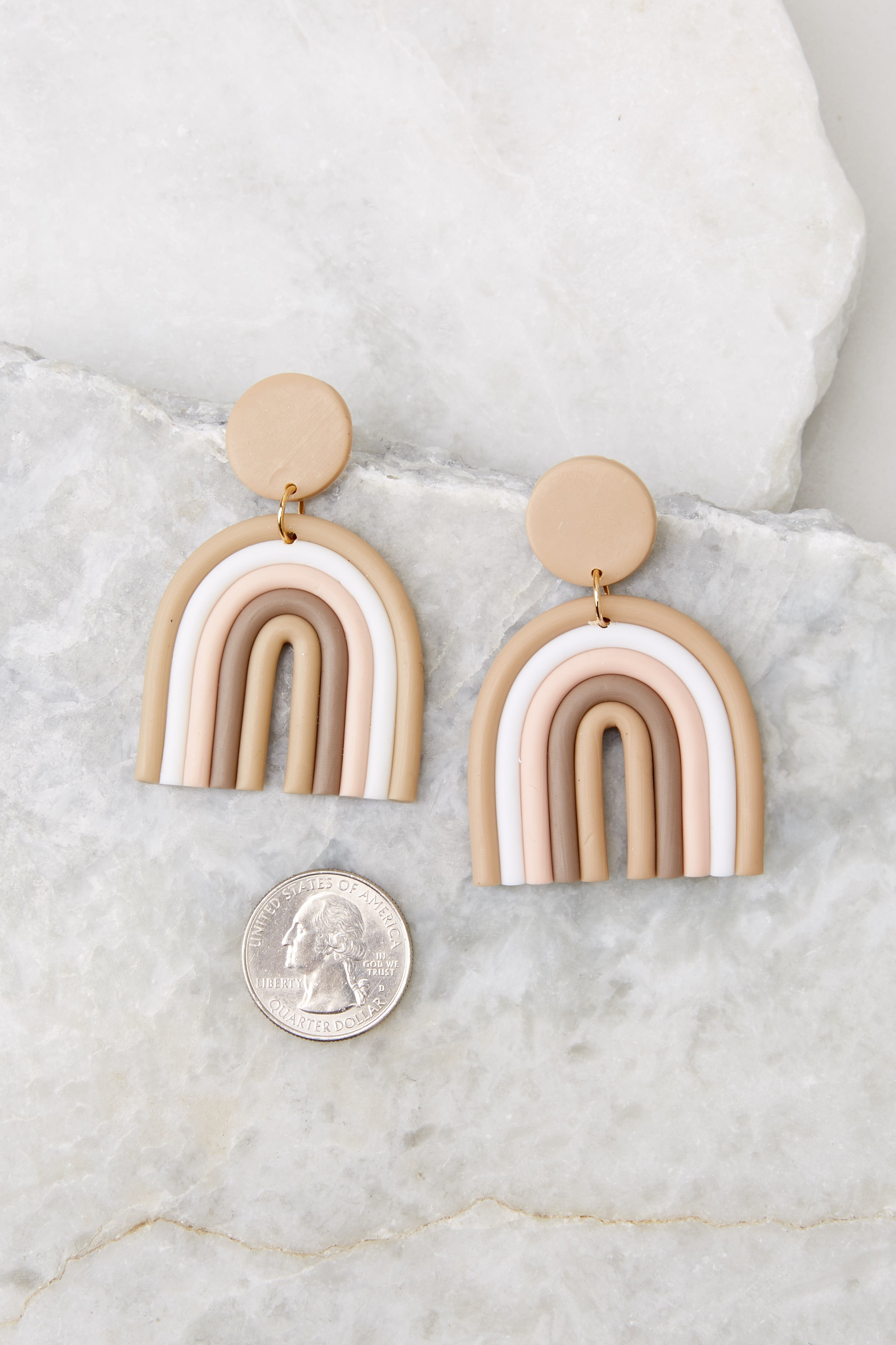 Magical Dreams Taupe Multi Earrings | Red Dress 
