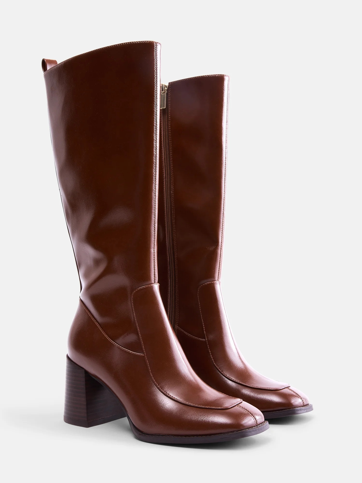 Free Assembly Women's Faux Leather Square Toe Tall Boots | Walmart (US)