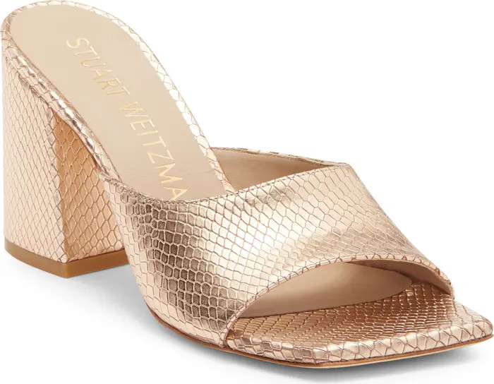 Tia 85 Snakeskin Embossed Flare Block Sandal (Women) | Nordstrom Rack