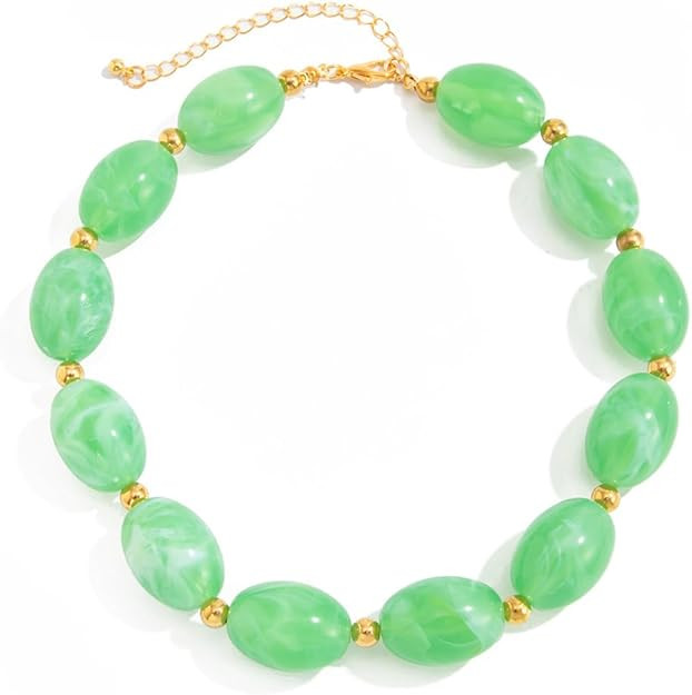 Vivian&CD Chunky Beaded Necklace for Women, Large Oval Resin Statement Chunky Bead Choker Necklac... | Amazon (US)