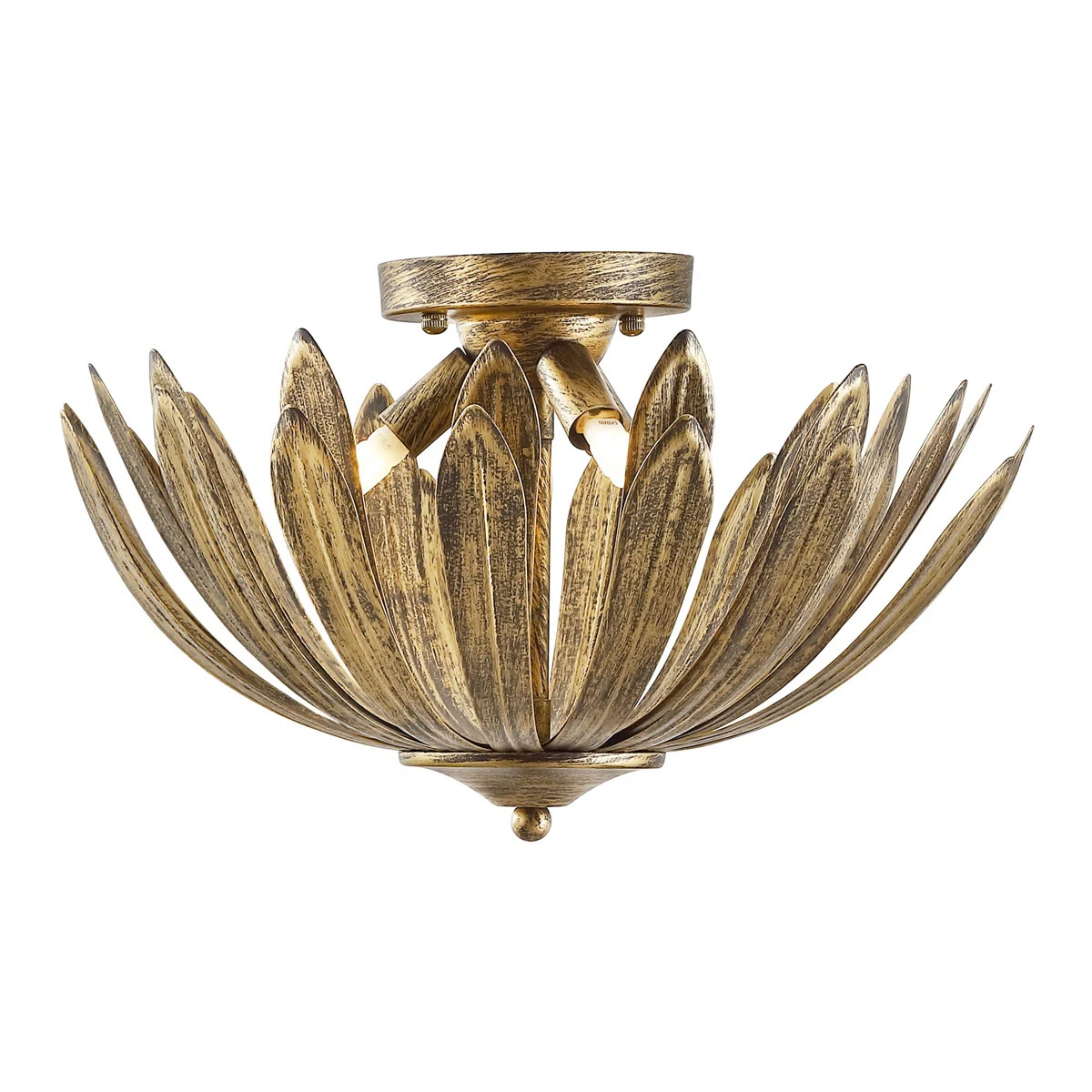 Lark Manor™ 15" 3-Light Antique Gold Leaf Semi-Flush Mount Ceiling Light | Wayfair | Wayfair North America