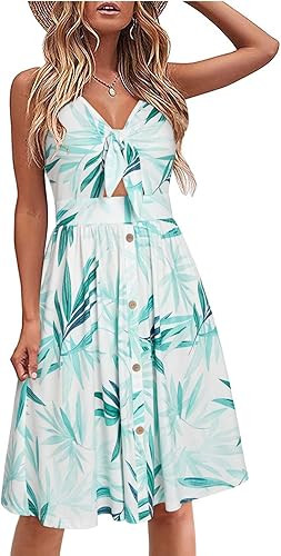 VOTEPRETTY Women's Summer Dresses Spring Sundresses Beach Clothes Outfit Vacation 2024 V Neck Cas... | Amazon (US)