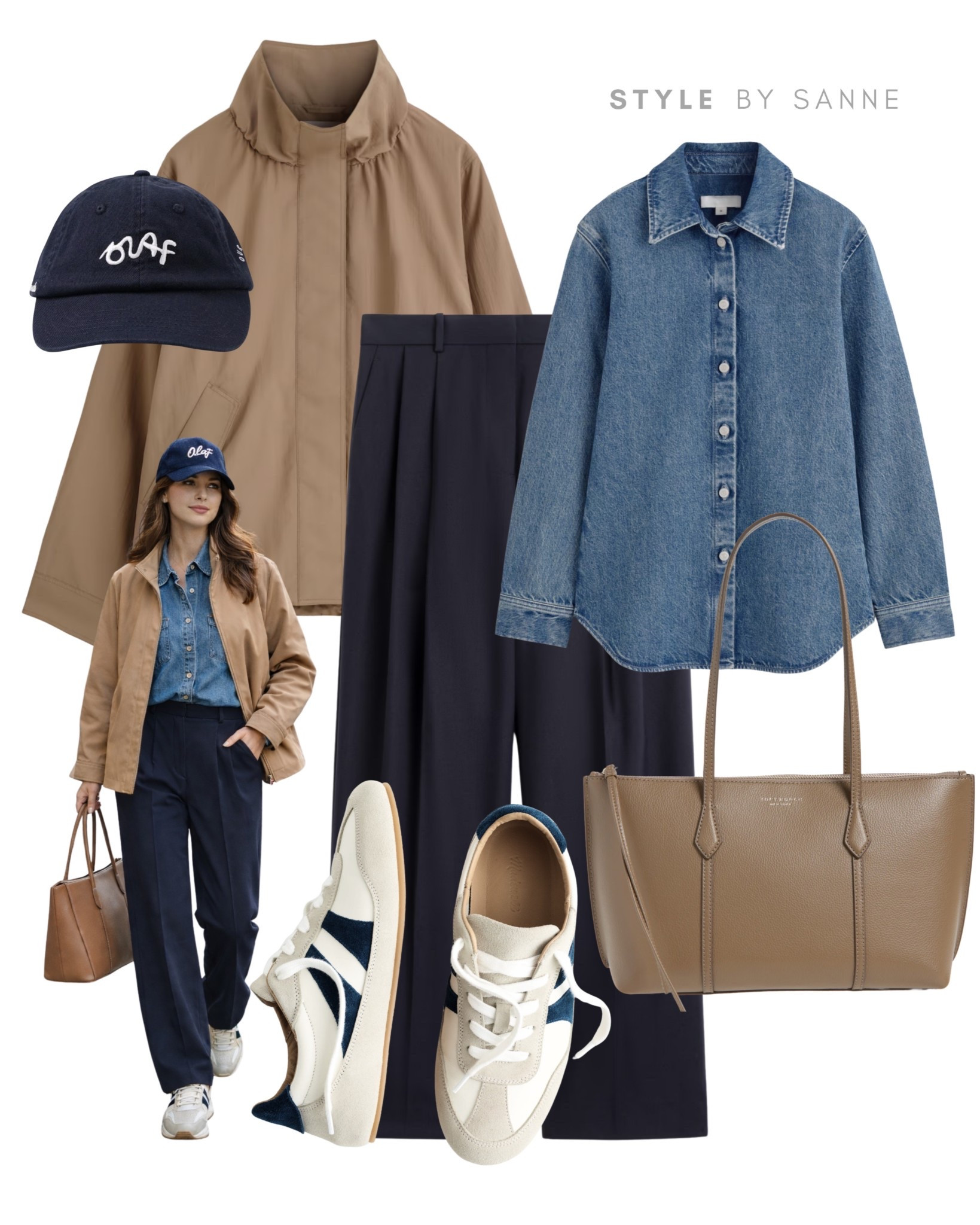 A classic camel jacket layered over a denim shirt with tailored navy trousers feels timeless and effortlessly put together. Finished with a neutral tote and retro sneakers for a chic everyday look.🧢 💙

#LTKworkwear #LTKspring #LTKstyletip