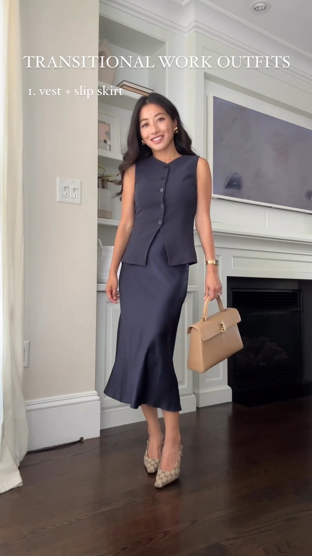 Both my vest and skirt are  on sale for Cyber Monday! This skirt has never gone on sale before that I’ve seen.

Note the return policies for sale items 

 • Aritzia Regal vest 0 (runs small across the chest so I sized up). 

Nice quality, tailored, and pairs well with their effortless pants and jeans too. Linked the matching pants in cropped or full length. I do a 0 regular in cropped effortless pants - my favorite petite friendly option. Full length runs long. 

• Quince 100% silk slip skirt xs - I usually wear my Uniqlo shaper shorts under. The xs skirt measures 22.5” across the waist (elastic) and 28 to 29” in length. 

• Gucci slingback heels 5, TTS 

• Cafune stance bag (not linkable)

Holiday outfits, petite friendly workwear, cyber Monday sales, presentation or meeting outfit 

#LTKCyberWeek #LTKParties #LTKWorkwear