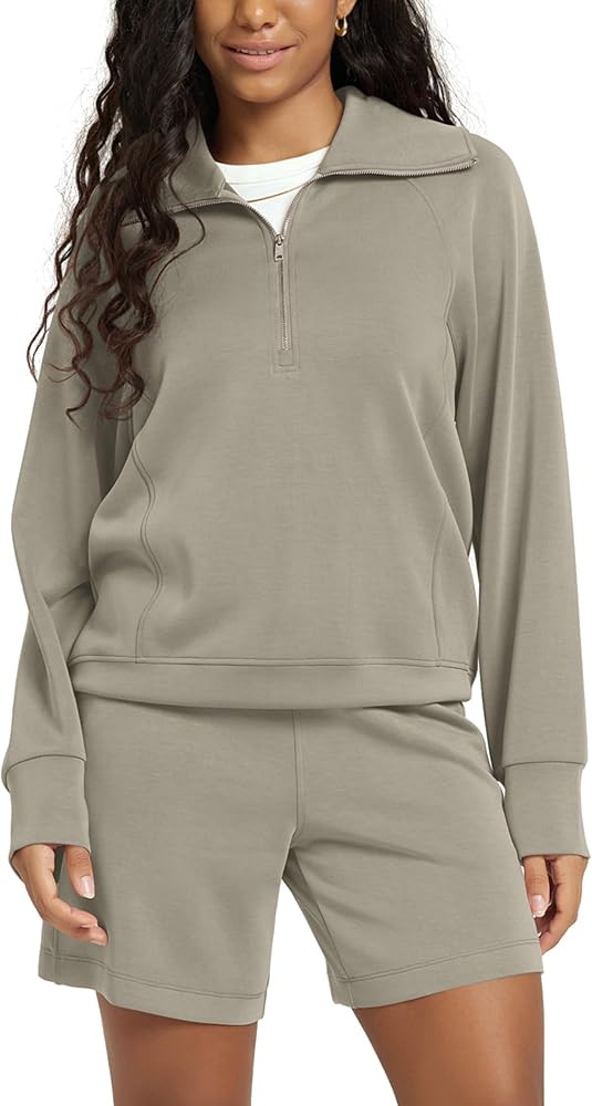 Amazon.com: ODODOS Modal Soft Half-Zip Sweatshirts for Women Long Sleeve Relaxed Fit Collared Pul... | Amazon (US)