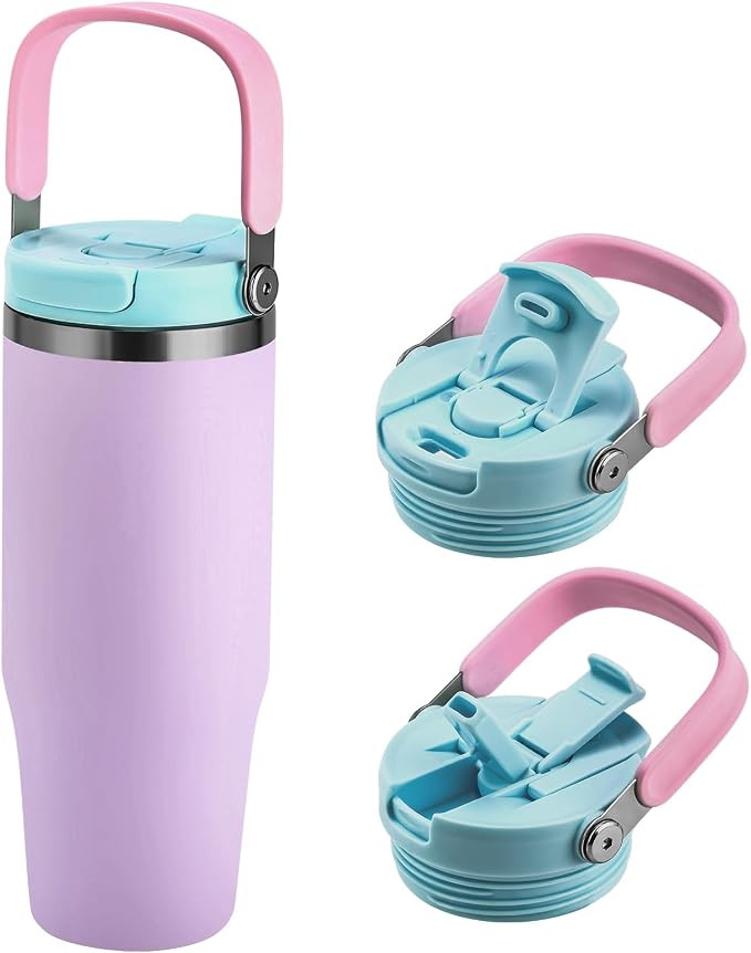 32 oz Tumbler with Handle and Flip Straw，Stainless Steel Vacuum Water Bottle, Leak Proof Tumble... | Amazon (US)