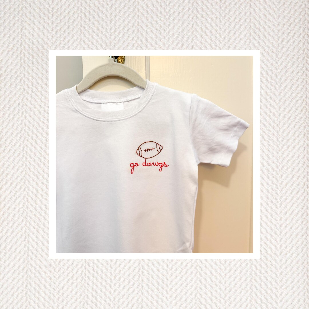 Custom Hand Embroidered Go Dawgs Shirt, Hand Stitch, Embroidery, Toddler Boy, Georgia Bulldogs, U... | Etsy (US)