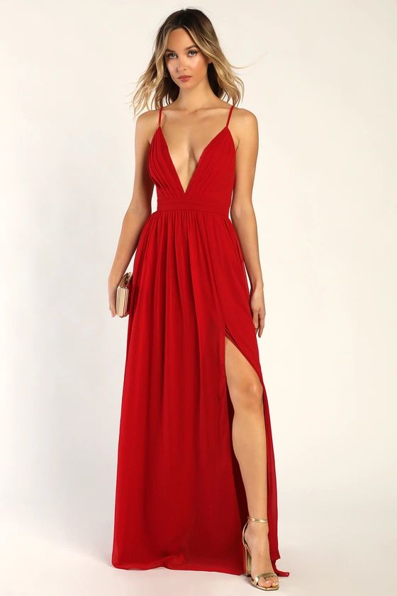 Ballroom Bliss Red Pleated Maxi Dress | Lulus (US)