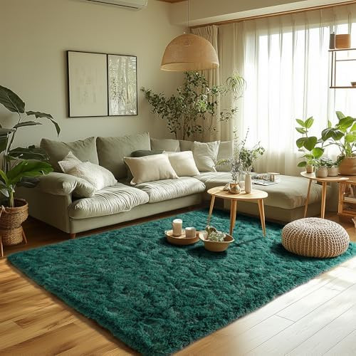 Zentavio Emerald Green Rugs for Bedroom 4x6 Dark Green Area Rugs for Living Room Fluffy Fake Gras... | Amazon (US)