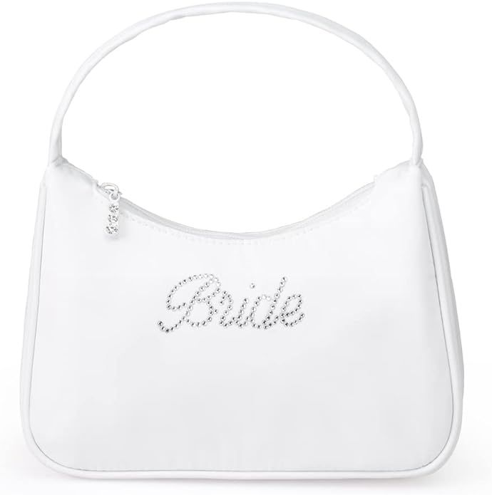 xo, Fetti Bachelorette Party Decorations Bride Mini Bag - White Nylon Purse | Rhinestone Bride To... | Amazon (US)