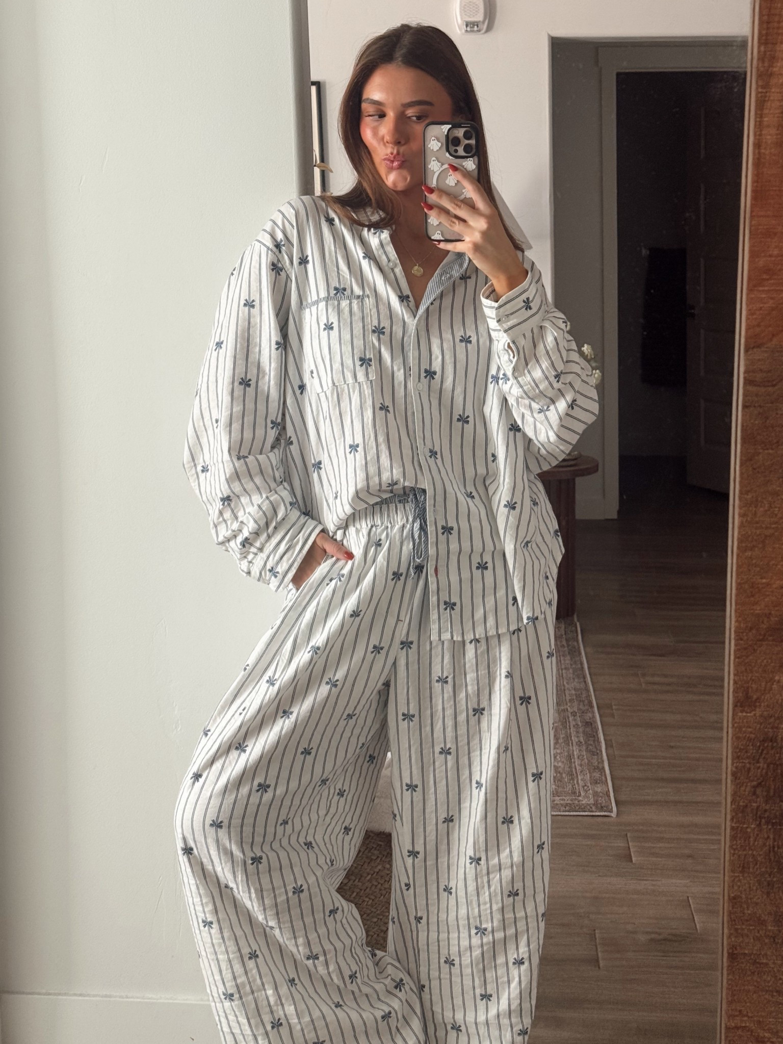 bow stripe pajamas 
