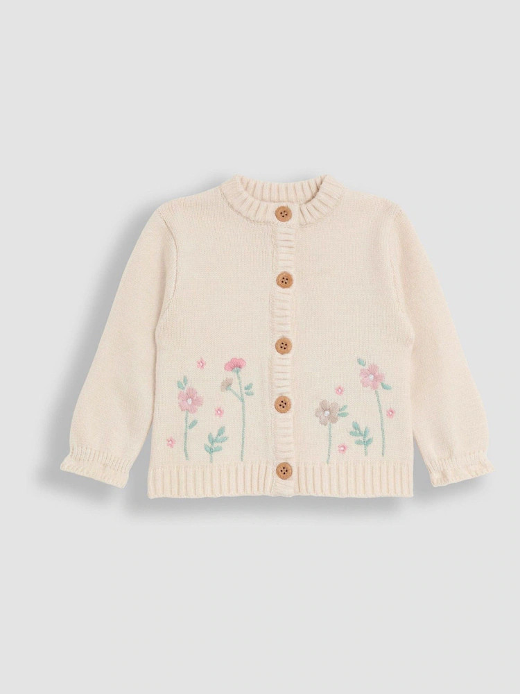 JoJo Maman Bébé Cream Floral Embroidered Cardigan | Next AU