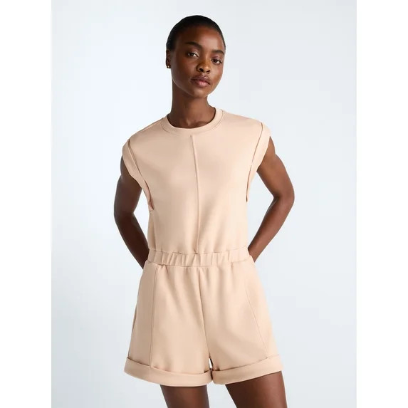 Scoop Women's and Women's Plus Scubaknit Crewneck Romper, Sizes XS-4X | Walmart (US)