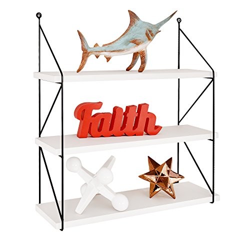 WELLAND 3-Tier Display Wall Shelf Storage Rack Wall Rack Holder Rack, White | Amazon (US)