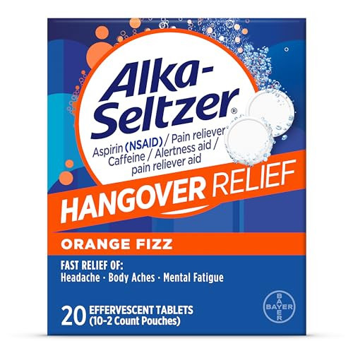 Alka-Seltzer Hangover Relief Effervescent Tablets Formulated for Fast Relief of Headaches, Body Aches and Mental Fatigue, 20CT | Amazon (US)