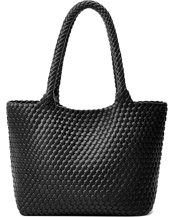 Woven Tote Bag Womens Purse: Vegan Leather Shoulder Handbags - Fashion Summer Beach Tote Bags - L... | Amazon (US)