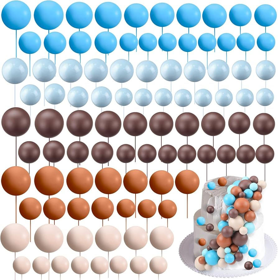 108 Pcs Balls Cake Topper Balloons Cupcake Topper DIY Cake Insert Topper Foam Cake Balls Baking D... | Amazon (US)