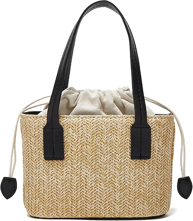 Cute Straw Fabric Tote Bag Purse for Women Straw Tote Bag Y2k Purses Shoulder Handbag | Amazon (US)