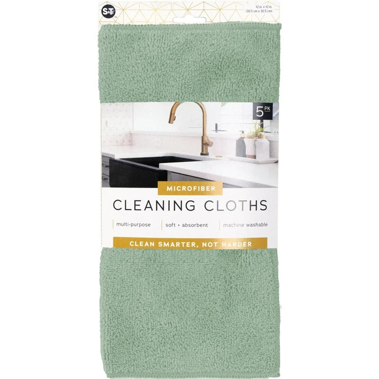 S&T INC. Microfiber Cleaning Cloths, 5 Pack, Multi-Purpose Cloths, 12 in. x 12 in., Assorted Colo... | Walmart (US)