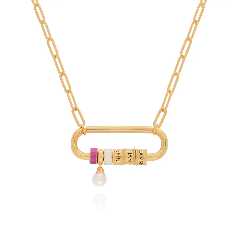 Linda Carabiner Necklace With Pearl in 18K Gold Vermeil | MYKA