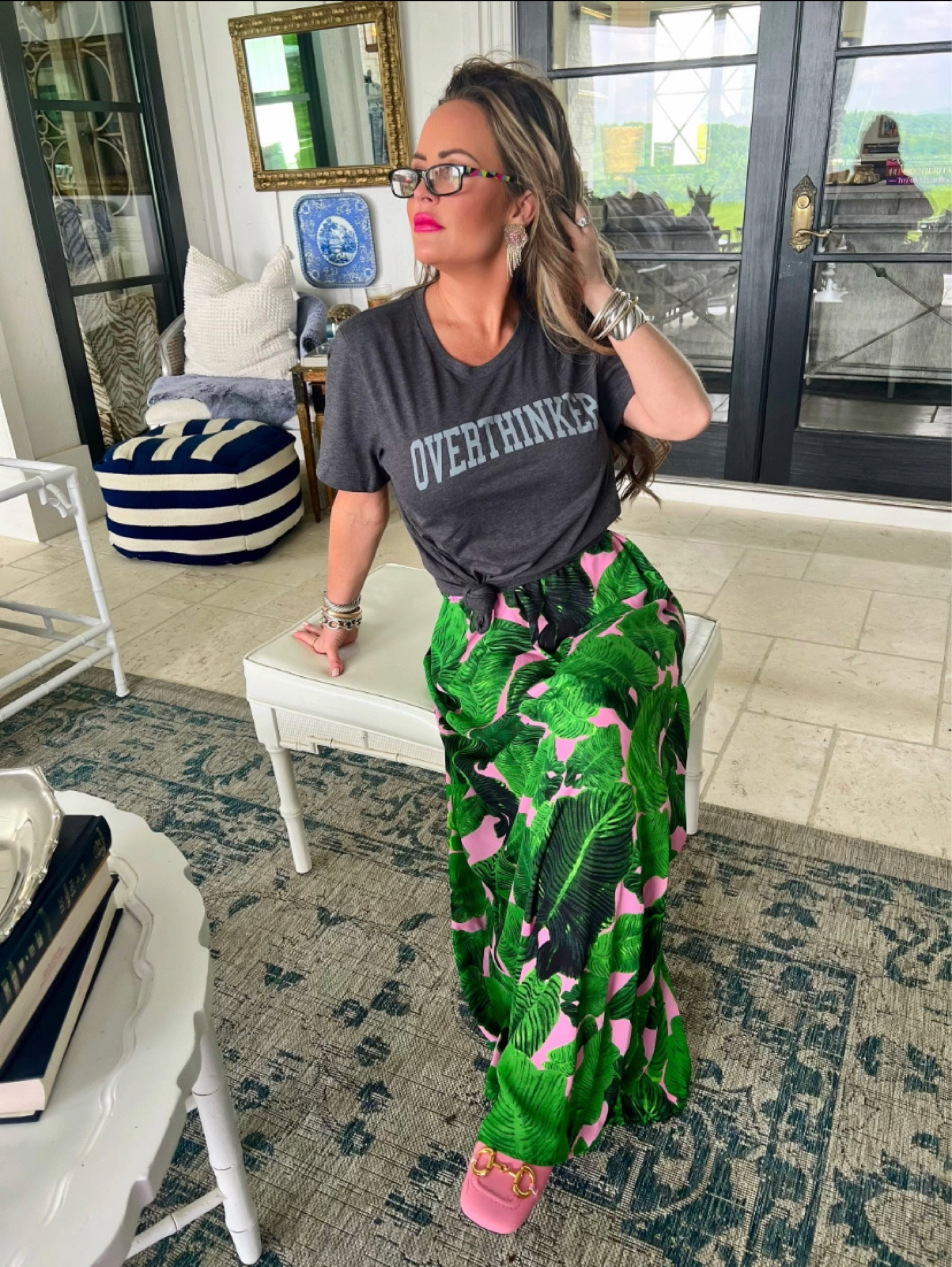 My tee is available online and in stores at Halo - use code Airica10 to save. This skirt is old, but I linked similar palm print looks as well as pink Gucci look-a-like mules!

Outfit ideas - summer looks - graphic tee - printed skirt - palm print - banana leaf 

#LTKFind 

#LTKstyletip #LTKover40 #LTKfindsunder50