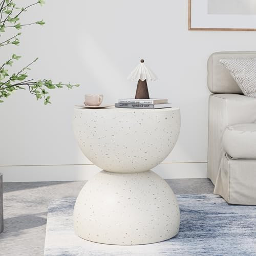 Royal Windsor Small Outdoor Side Table for Patio, Semi-Circular Magnesium Oxide Plant Stand with ... | Amazon (US)