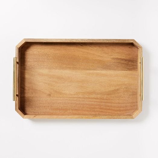 Deco Wood &amp; Brass Handle Tray | West Elm (US)