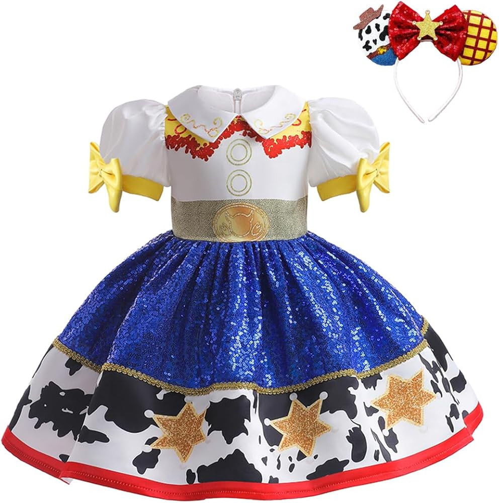 Jessie Princess Dress for Girls Cowgirl Sequins Costume Dress Up Halloween Outfit | Amazon (US)