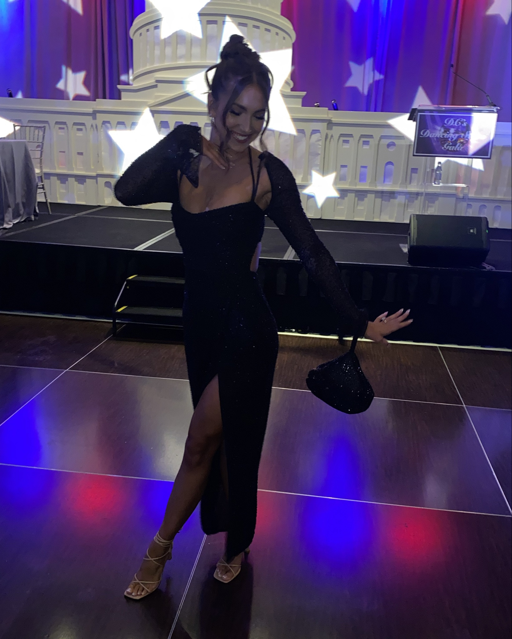 Found this stunning sparkly dress for a gala the other night! This dress is perfect for a holiday party as well! Loved the sleeves since it’s getting cold! I’m wearing a size 2  

#LTKParties #LTKStyleTip #LTKHoliday