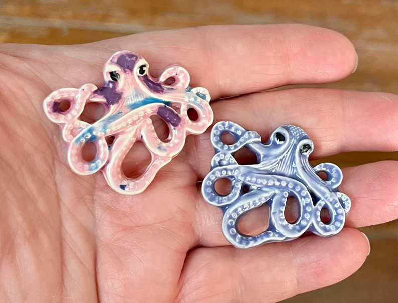 Ceramic Octopus Tiles, 4 Pcs, Variety of Colors, Nautical, Ocean Sea Theme, Mosaics and Crafts, C... | Etsy (US)