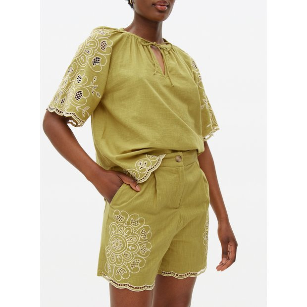 Green Cutwork Embroidered Co-ord Shorts 14 | Tu Clothing