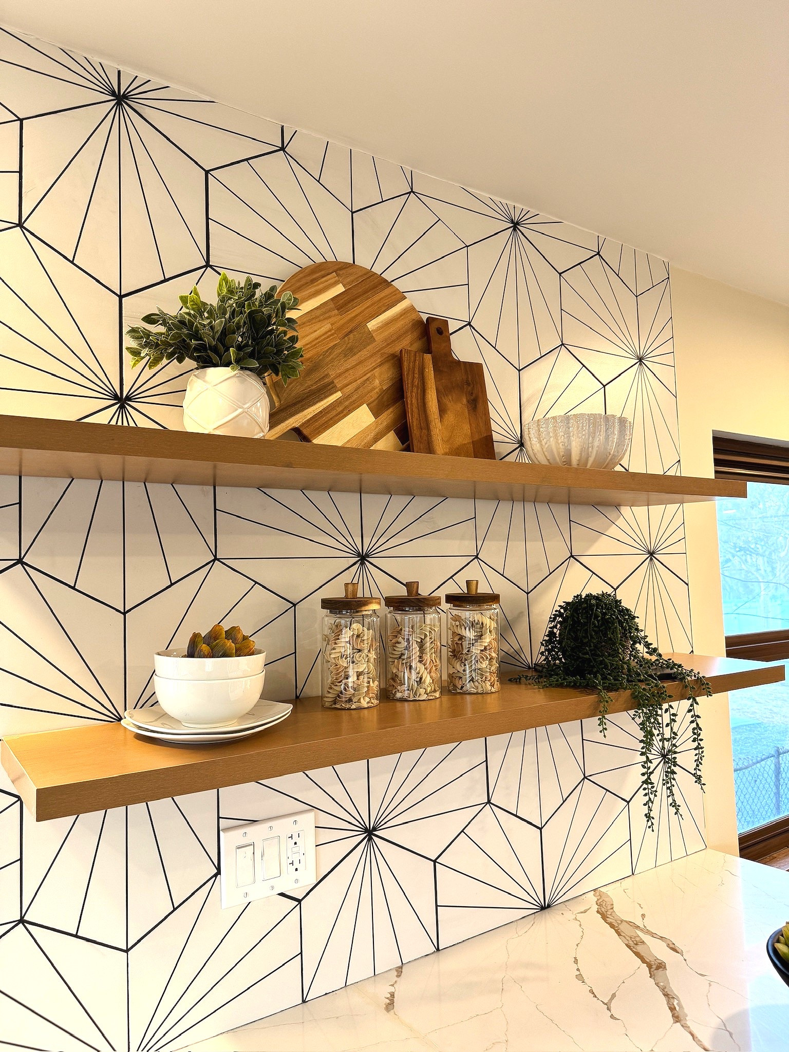 Steal this kitchen shelf look for less🤍

We style kitchen shelves the same way every time: warm wood boards, clear glass jars, one sculptural bowl, and a trailing plant to soften the lines. These exact Amazon pieces recreate the look. Linked.

#LTKSaleAlert #LTKSpringSale #LTKHome