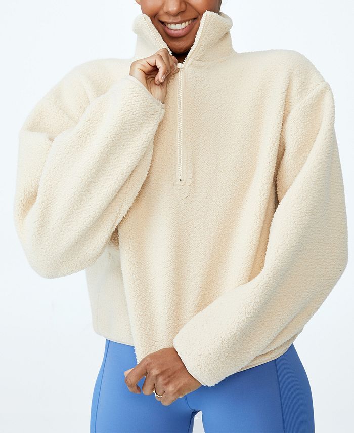 COTTON ON Women's Crop Sherpa Half Zip Sweater & Reviews - Sweaters - Women - Macy's | Macys (US)