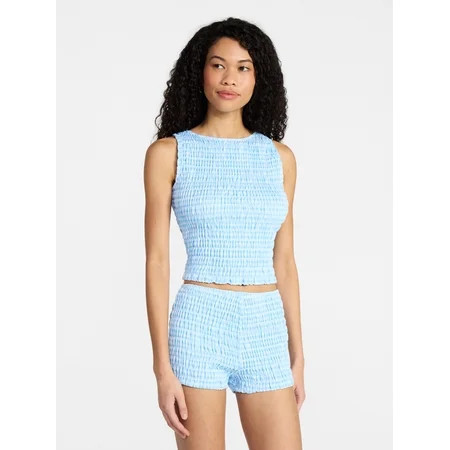 No Boundaries Smocked Tank Top and Shorts Set 2-Piece Women s XXS-XXL | Walmart (US)