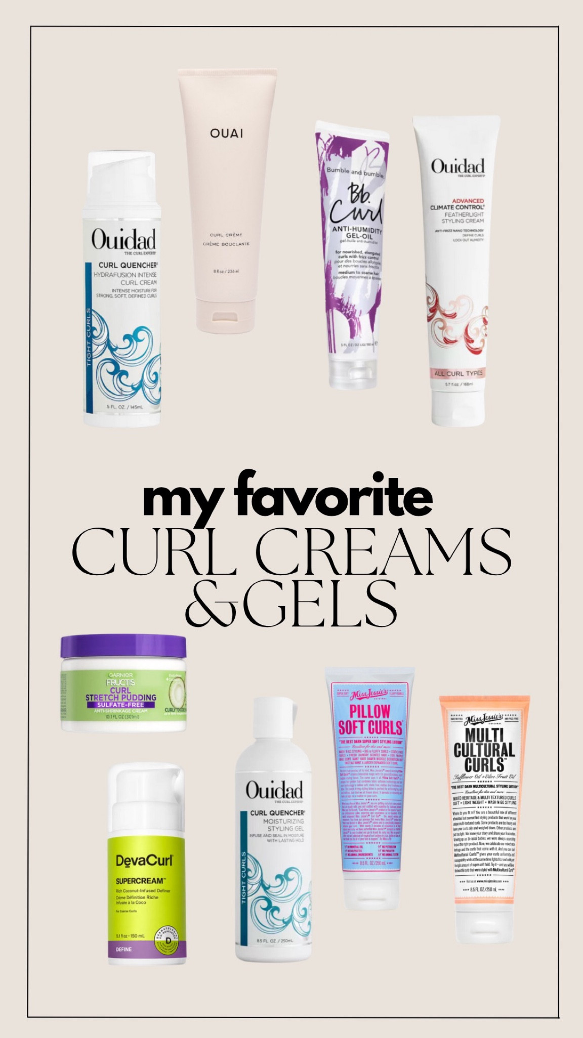 I’ve tried a lot over the years, and these are my fav curly hair creams and gels! Keep in mind I have thick, 3C, low porosity hair. Some of these creams are on the thicker side- I just dilute with water as I’m applying  

#LTKstyletip #LTKbeauty #LTKunder50