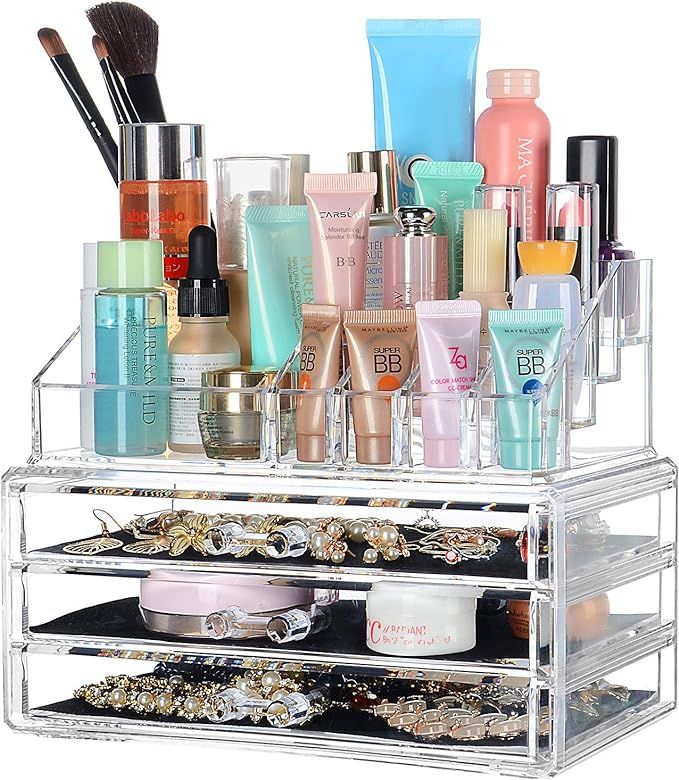 SortWise ® [DIY Buildable - L] Detachable 3 Drawers Acrylic Cosmetic Makeup Cosmetics Organizer ... | Amazon (CA)