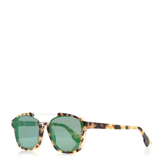 Abstract Square Mirrored Sunglasses Spotted Havana Green | FASHIONPHILE (US)