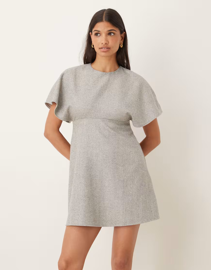 ASOS DESIGN mini dress with bust seam cinching in grey | ASOS (Global)