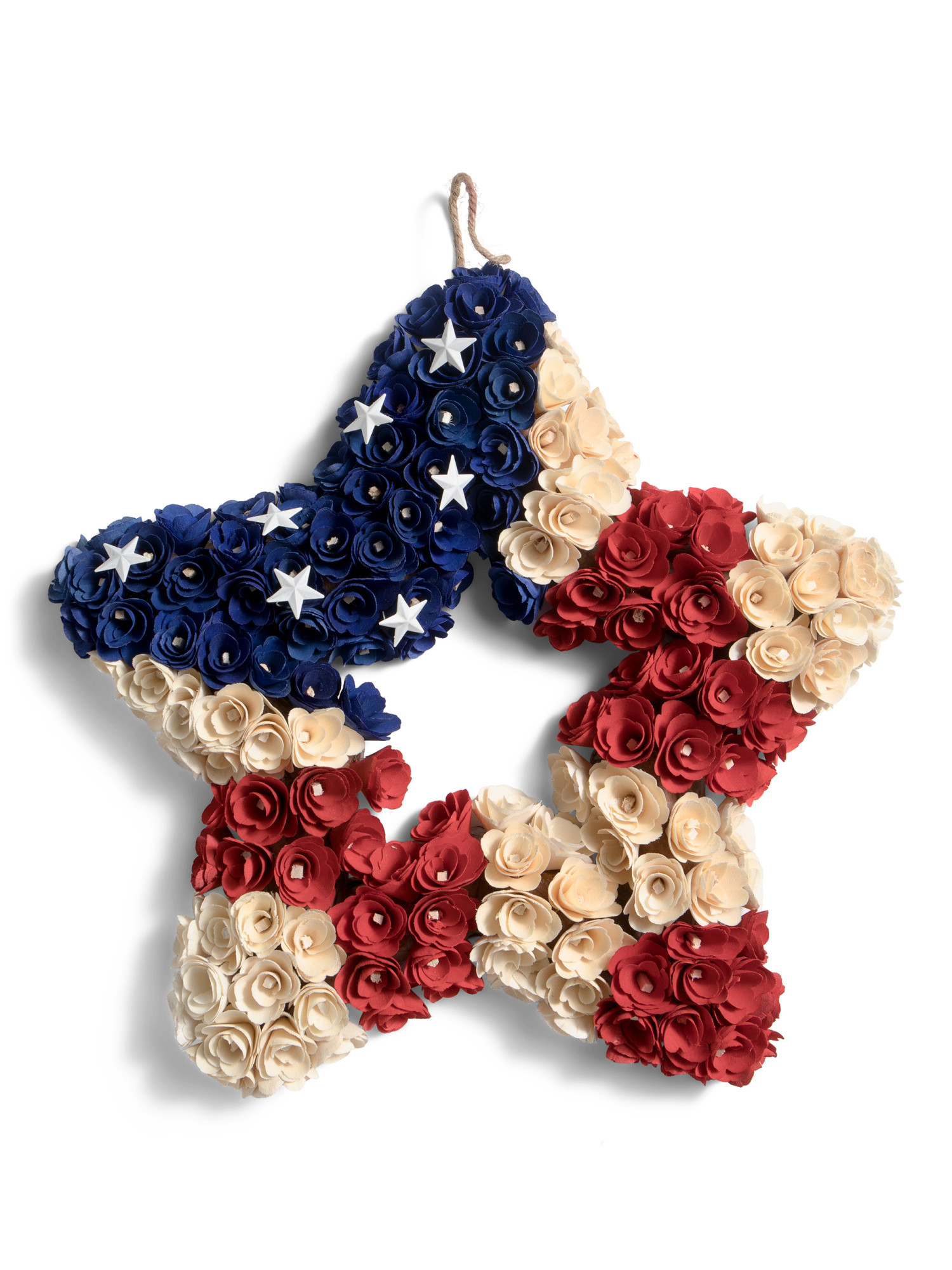 18x18x3.5 Americana Star Wood Curl Wreath | TJ Maxx