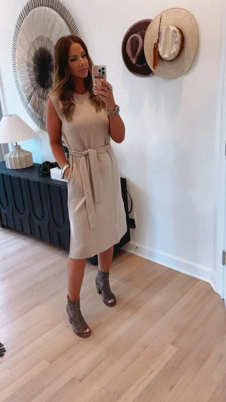 AirEssentials tie-waist tank dress from spanx linked - code BETSYXSPANX - jewelry is from @goldielew_ code BETSY works for gl & walli cases. ❤️ my fav self tanner, shampoo, conditioner, foundation, and eyeliner linked too! 

#LTKsalealert #LTKbeauty #LTKstyletip