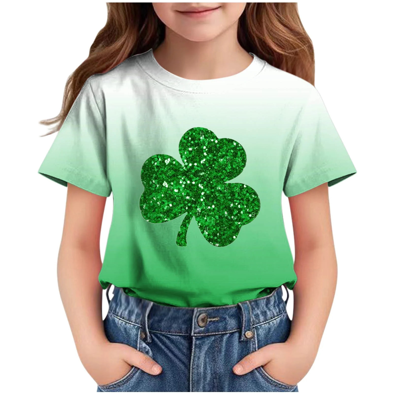 BLVB Kids St Patricks Day Shirt Boys Girls Shamrock Clover Graphic Tees Toddler Short Sleeve Crew... | Walmart (US)