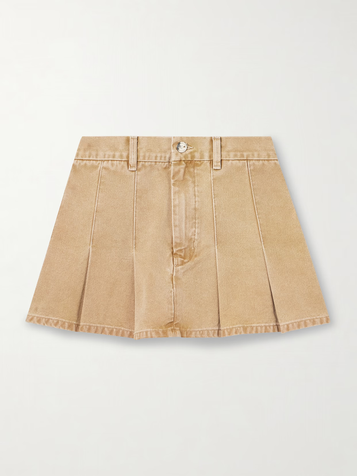 RÙADH - The Kenna Pleated Cotton-canvas Mini Skirt - Tan | NET-A-PORTER (UK & EU)