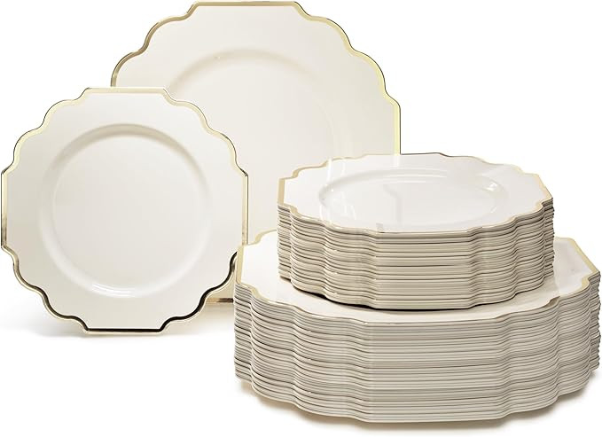 " OCCASIONS " 120 Plates Pack,(60 Guests) Heavyweight Wedding Party Disposable Plastic Plates Set... | Amazon (US)